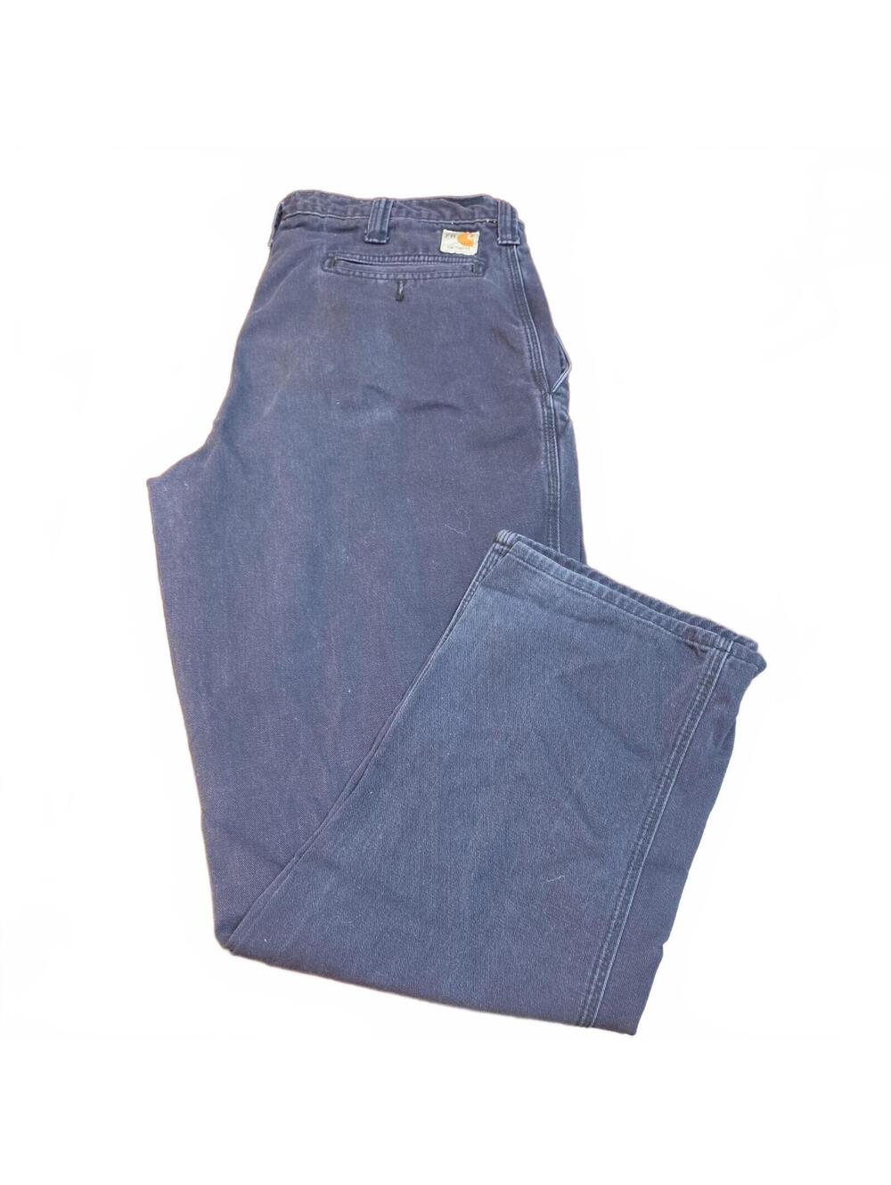 Carhartt FR Pants Mens 34x32 Navy Blue Flame Resistant Flat Front Workwear